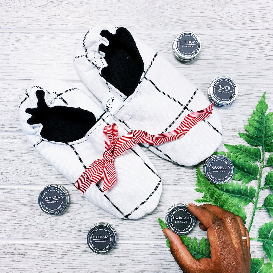 Slippers + Bright Black Candles Gift Set