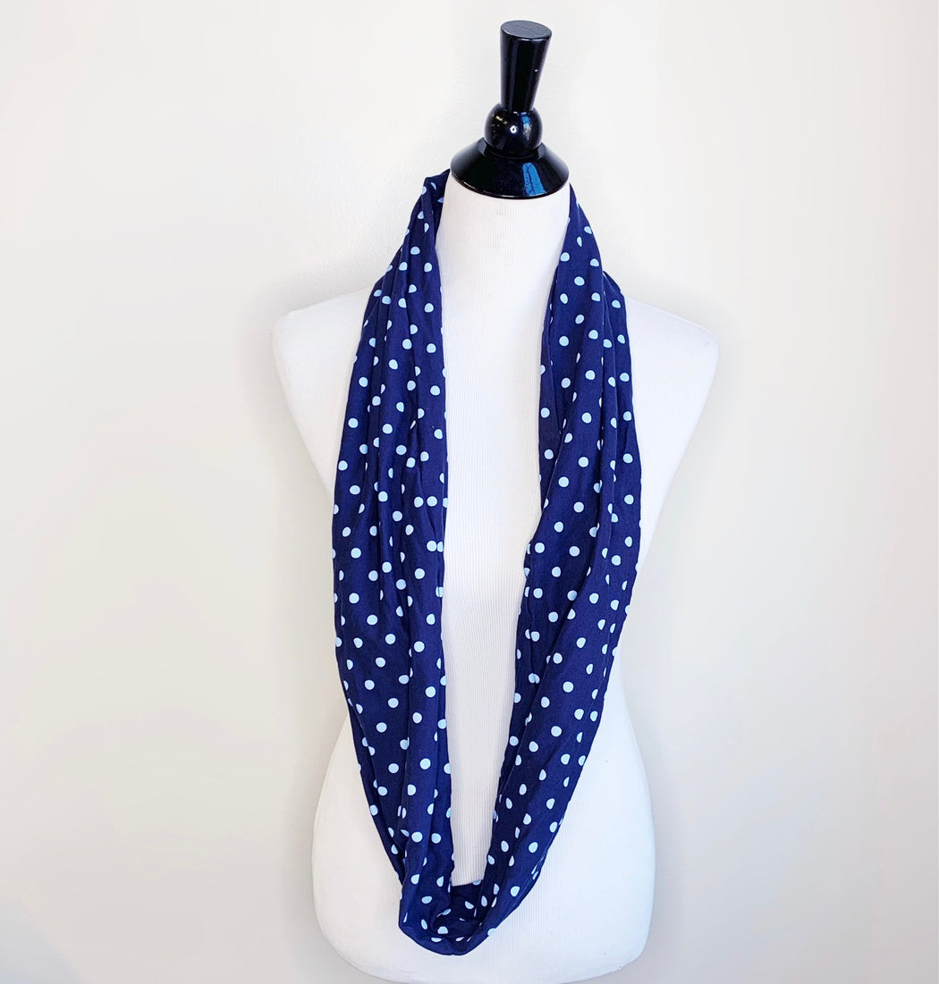 Infinity Scarf - Blue Polka Dots