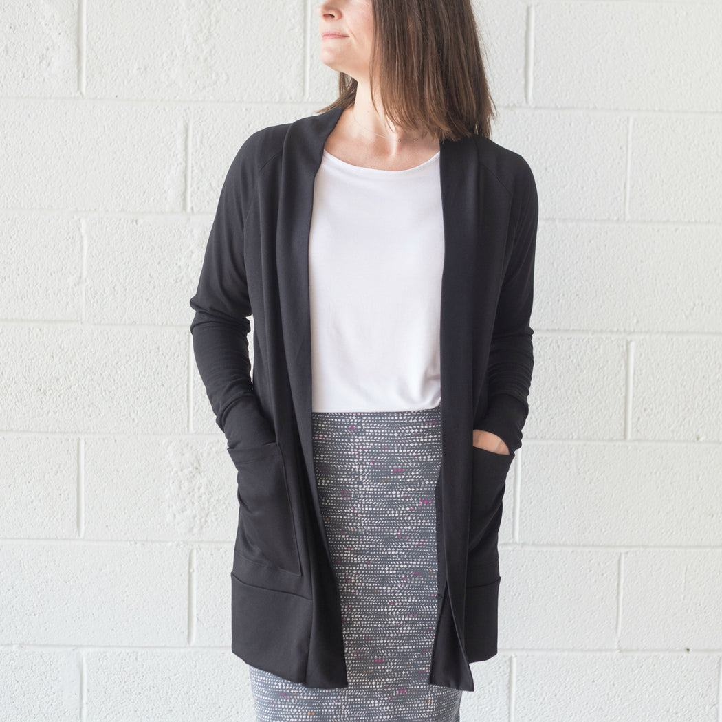 Tetragon Pocket Cardigan - Black