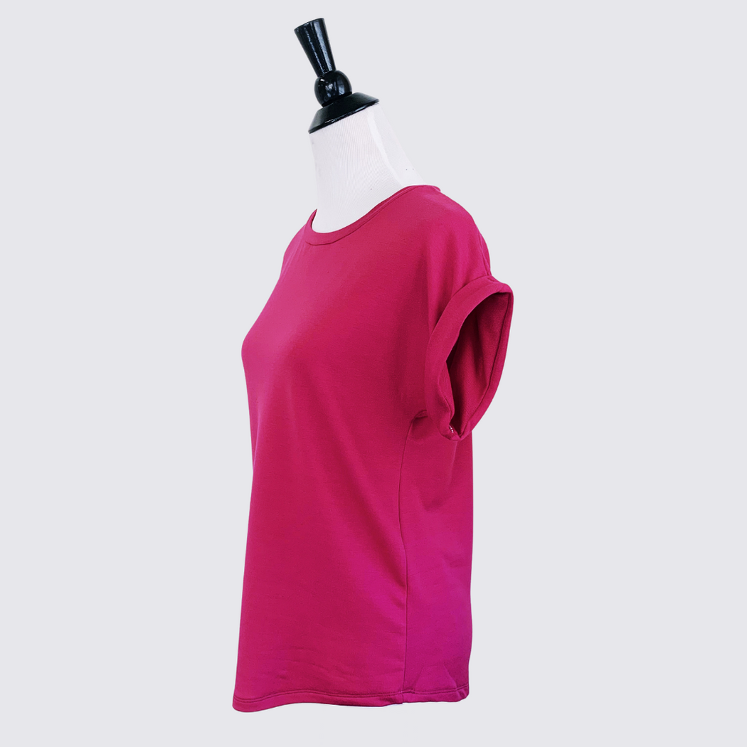 Short Sleeve Sweatshirt - Fuchsia