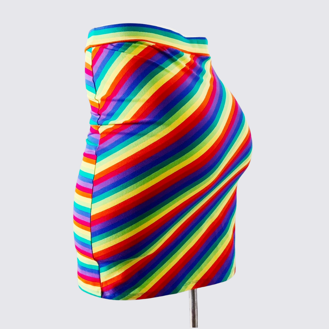 Fractured Linear Pencil Skirt - Rainbow