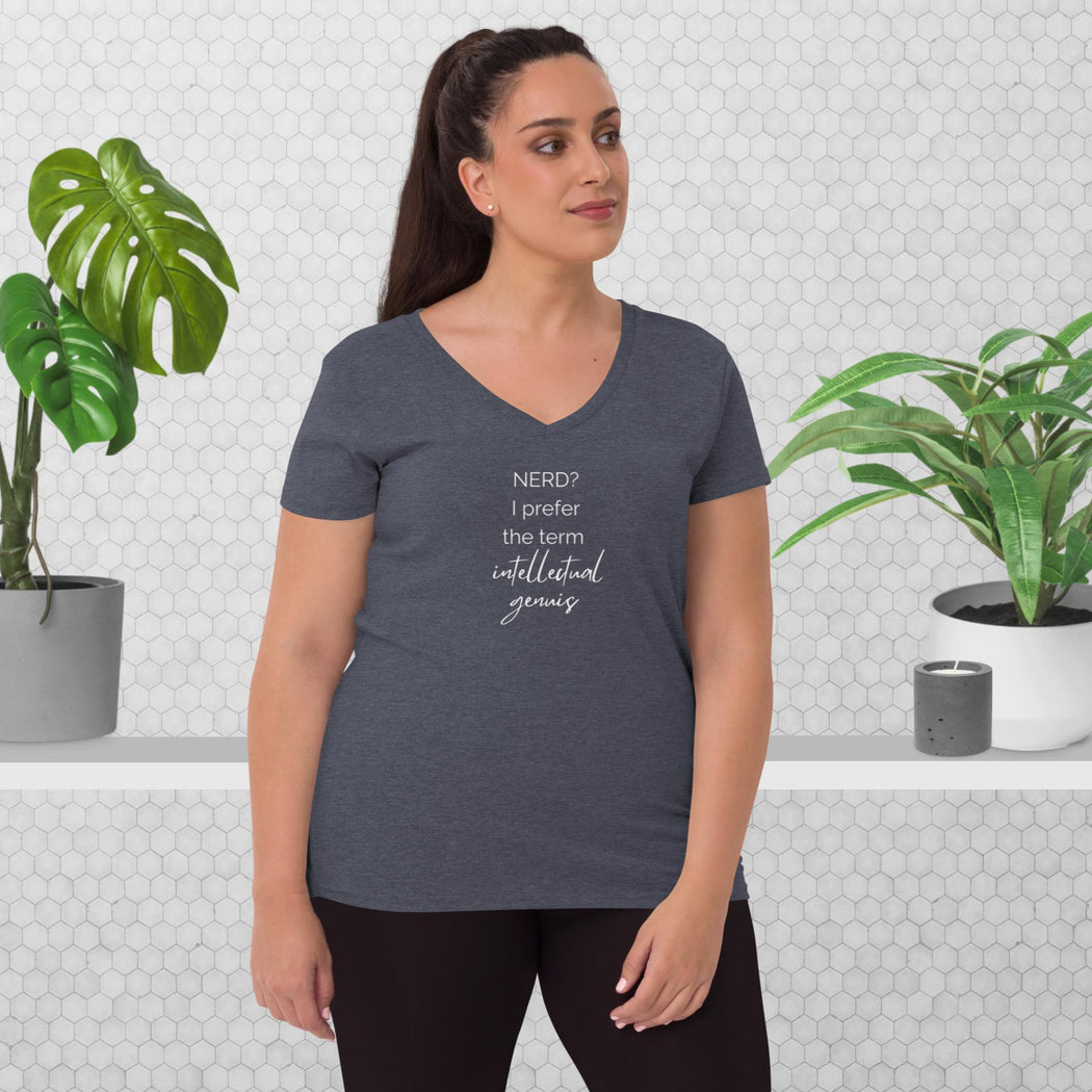 Women’s recycled v-neck t-shirt - Intellectual Genius